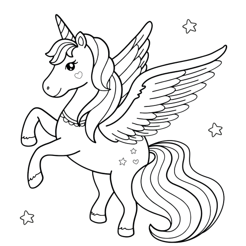 Rainbow Unicorn Coloring Page PDF